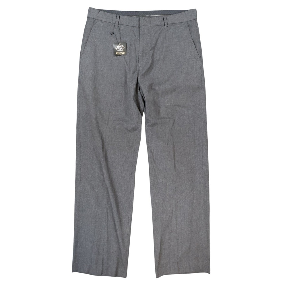 Calvin Klein Dress Pants Mens 34x32 Gray Excellent Flat Front Straight Leg